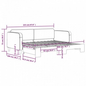 Fekete kihúzható szövet heverő 90x200 cm