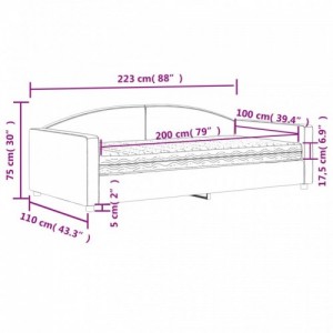 Sötétszürke szövet kanapéágy matraccal 100 x 200 cm