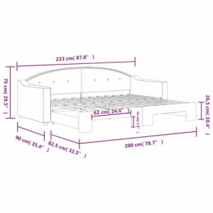 Sötétszürke szövet kihúzható heverő 80 x 200 cm