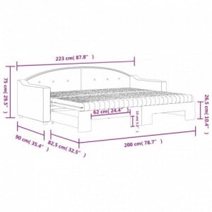 Sötétszürke kihúzható szövet heverő matracokkal 80 x 200 cm