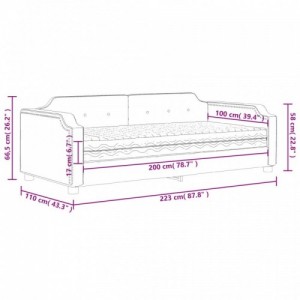 Sötétszürke szövet kanapéágy matraccal 100 x 200 cm