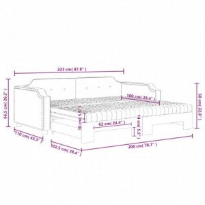 Fekete kihúzható szövet heverő matracokkal 100 x 200 cm