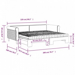 Fekete kihúzható bársony heverő matraccal 90 x 200 cm