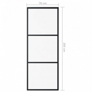 Fekete ESG üveg és alumínium tolóajtó 76 x 205 cm