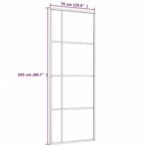 Fekete ESG üveg és alumínium tolóajtó 76x205 cm