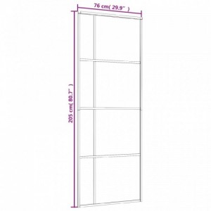 Fekete ESG üveg és alumínium tolóajtó 76x205 cm