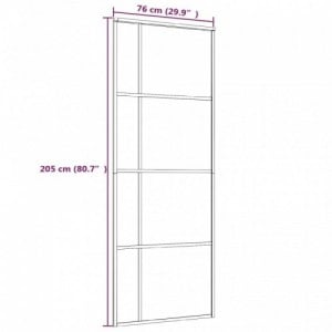 Fekete matt ESG üveg és alumínium tolóajtó 76x205 cm