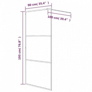 Fekete átlátszó ESG üveg zuhanyfal 90x195 cm