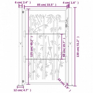 Bambuszmintás corten acél kerti kapu 105 x 130 cm