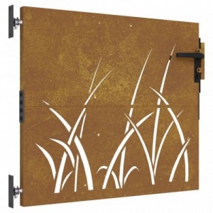 Fűmintás corten acél kerti kapu 85 x 100 cm