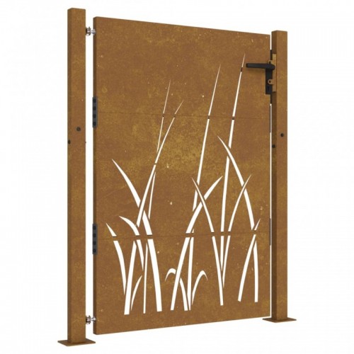 Fűmintás corten acél kerti kapu 105 x 130 cm