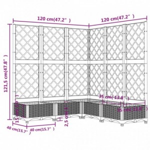 Fehér polipropilén rácsos kerti ültetőláda 120 x 120 x 121,5 cm