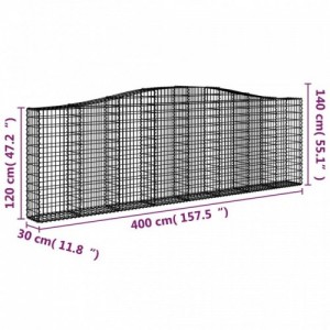 Íves horganyzott vas gabion kosár 400x30x120|140 cm