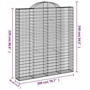 Íves horganyzott vas gabion kosár 200x30x220|240 cm