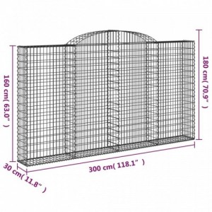 Íves horganyzott vas gabion kosár 300 x 30 x 160|180 cm