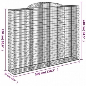 Íves horganyzott vas gabion kosár 300 x 50 x 220|240 cm