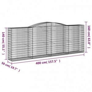 Íves horganyzott vas gabion kosár 400x50x140|160 cm