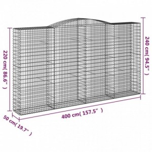 Íves horganyzott vas gabion kosár 400x50x220|240 cm