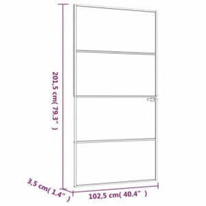 Fekete edzett üveg és alumínium vékony beltéri ajtó 102x201,5cm