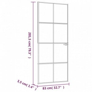 Fekete edzett üveg és alumínium vékony beltéri ajtó 83x201,5 cm