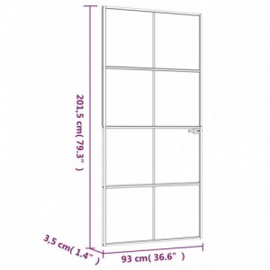 Fekete edzett üveg és alumínium vékony beltéri ajtó 93x201,5 cm