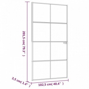 Fehér edzett üveg és alumínium vékony beltéri ajtó 102x201,5 cm