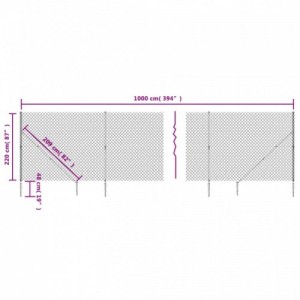 Zöld drótkerítés cövekekkel 2,2 x 10 m