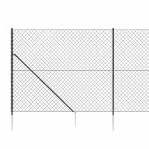 Antracitszürke drótkerítés cövekekkel 1,6 x 10 m