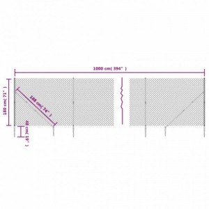 Antracitszürke drótkerítés cövekekkel 1,8 x 10 m