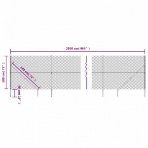 Antracitszürke drótkerítés cövekekkel 1,8 x 25 m