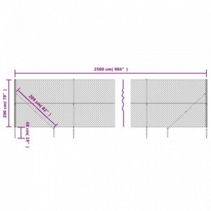 Ezüstszínű drótkerítés cövekekkel 2 x 25 m