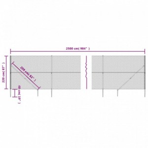 Ezüstszínű drótkerítés cövekekkel 2,2 x 25 m