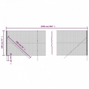 Zöld horganyzott acél drótkerítés 1,8 x 25 m