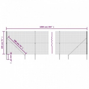 Zöld dróthálós kerítés cövekekkel 1,8x10 m