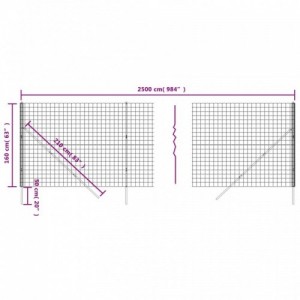 Antracitszürke horganyzott acél dróthálós kerítés 1,6x25 m