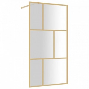 Aranyszínű zuhanyfal átlátszó ESG üveggel 100 x 195 cm