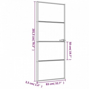 Fekete edzett üveg és alumínium vékony beltéri ajtó 83x201,5 cm