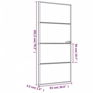 Fekete edzett üveg és alumínium vékony beltéri ajtó 93x201,5 cm