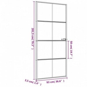 Fekete edzett üveg és alumínium vékony beltéri ajtó 93x201,5 cm