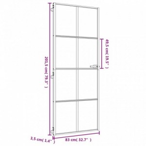 Arany edzett üveg és alumínium vékony beltéri ajtó 83x201,5 cm