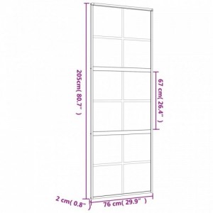 Aranyszínű átlátszó ESG üveg és alumínium tolóajtó 76 x 205 cm