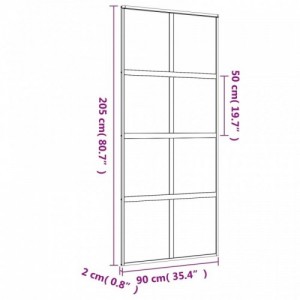 Aranyszínű átlátszó ESG üveg és alumínium tolóajtó 90 x 205 cm