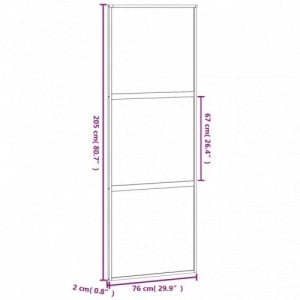 Fekete edzett üveg és alumínium tolóajtó 76 x 205 cm