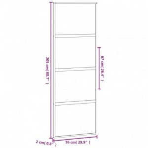 Fekete edzett üveg és alumínium tolóajtó 76 x 205 cm