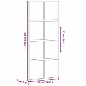 Fekete edzett üveg és alumínium tolóajtó 76 x 205 cm