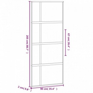 Fekete edzett üveg és alumínium tolóajtó 90 x 205 cm