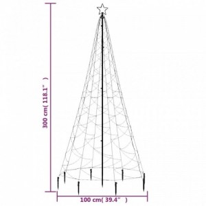 Hideg fehér 500 LED-es karácsonyfa fémoszloppal 3 m