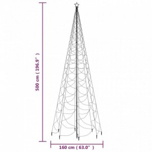 Hideg fehér 1400 LED-es karácsonyfa fémoszloppal 5 m