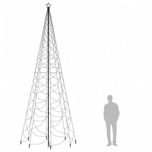 Kék 1400 LED-es karácsonyfa fémoszloppal 5 m