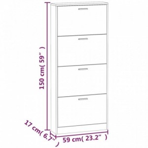 Fekete szerelt fa cipősszekrény 59x17x150 cm